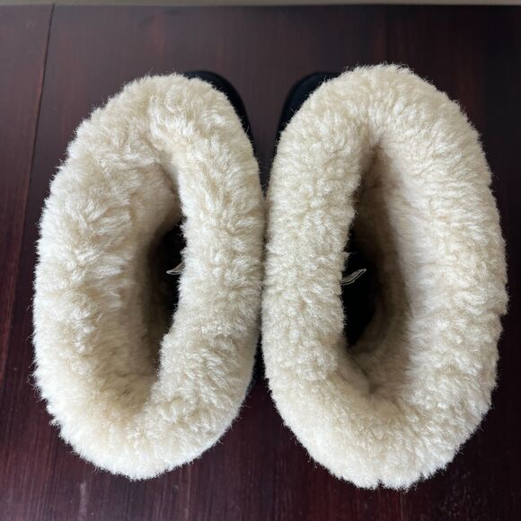 UGG Metro Tas Suede Ankle Boot Sz 8 Black Boho Sheepskin Sherpa Lined Winter - Picture 6 of 9